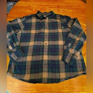 Woolrich Plaid Button-Down Shirt Blue and Tan Men’s XXL